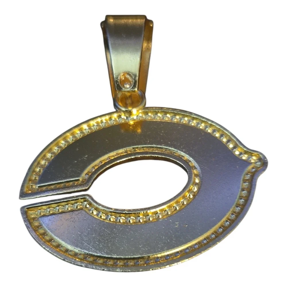 Chicago Bears NFL Logo Pendant Two Tone Silver Gold Fan Jewelry Accessory